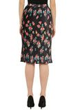 Floral Pleated Satin Skirt