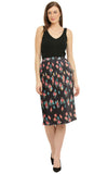 Floral Pleated Satin Skirt