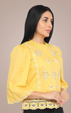 Yellow Peplum Top, womens casual blouses, plus size womens blouses, 