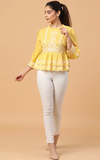 Yellow Peplum Top, women's lace tops blouses, blouse top, clothes for women